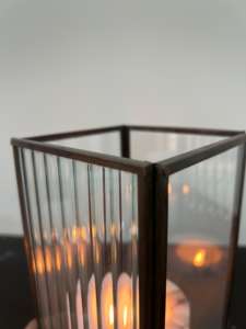 Portavelas de vidrio acanalado, soporte de vela de Metal de diseño Premium, soporte de pilar de Metal y vidrio transparente, soporte de vela decorativo para el hogar - Product Image 6