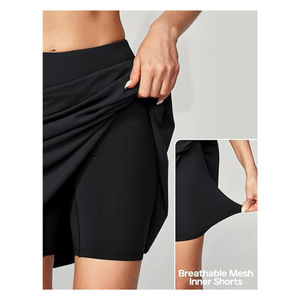 Breathable Moisture Wicking 4-way Stretch Women's High Waisted Athletic Skorts Flowy Layered Golf Running <b>Tennis</b> <b>Skirt</b> Pockets - Product Image 4