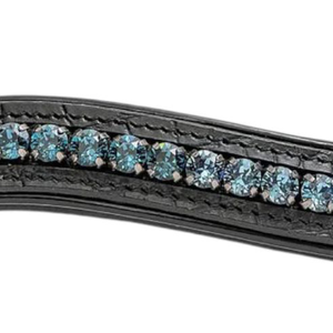 Bandeaux frontaux en cuir croco de luxe de style moderne, design incurvé élégant, strass bleus, bouton poussoir facile à enlever, cheval de haute qualité - Product Image 5