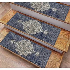 Alfombra Azul Marino, Alfombra Estampada, Diseño de Medallón, Decoración Moderna, Alfombra de Entrada - Product Image 2