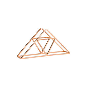 Servilletero en forma de triángulo, servilletero de oro rosa de hierro en precio al por mayor, estante de almacenamiento de pañuelos para exportaciones en India - Product Image 1