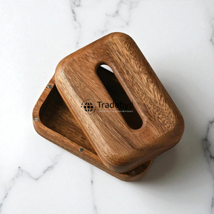 Luxury Wooden <b>Floral</b> Pattern Engraved Tissue <b>Box</b> & Holder Premium Quality Fashionable for Home Office Tradebyd - Product Image 3