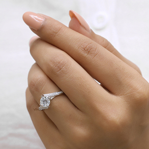 แหวนหมั้นเพชรที่ไม่ซ้ำกันในทองคำขาว18K แหวนเพชรโมอิสสำหรับผู้หญิง - Product Image 6