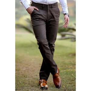 SCATE 100% Cotton Chino Pant All Seasons Customizable Logo Anti-Wrinkle <b>Khaki</b> Side Pockets Lightweight Straight <b>Men's</b> Trousers - Product Image 1