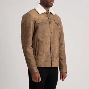 Chaqueta de invierno para hombre de diseño superior con cuello levantado manga completa 100% cuero de alta calidad personalizable precio razonable - Product Image 2