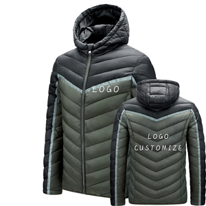 Chaqueta acolchada de nailon de invierno con logotipo personalizado para hombre, botón a presión con cremallera y capucha, Color sólido de talla grande, chaqueta a prueba de viento para hombre, chaqueta de invierno - Product Image 5
