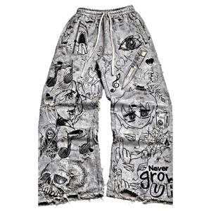 Pantalones Deportivos Anchos de Algodón Grueso para Mujer, Estilo Vintage, Lavado Desgastado, con Logotipo Bordado, Holgados, 2026 - Product Image 2