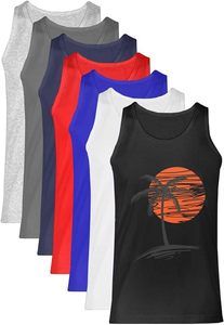 Débardeur de plage de couleur noire avec impression personnalisée respirant 94% coton 6% Spandex Slim Fit surdimensionné chemises sans manches d'été - Product Image 4