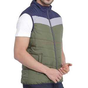 Gilet d'hiver matelassé respirant pour homme, col montant, deux poches latérales, polyester/nylon, dernier design, couleurs personnalisées, logo, fermeture éclair - Product Image 3