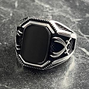 Anillo de Plata Hecho a Mano con Ónix Negro, Diseño de Espada Zulfiqar, Joyería Islámica, Anillo de Regalo para Hombre, Coleccionable Cultural - Product Image 3