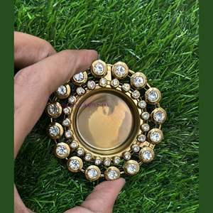 Classical Floral Shape Round Metal Tea Light <b>Candle</b> Holder With Heavy Stone for Diwali Festive Decoration Wholesale Light <b>Candle</b> - Product Image 1