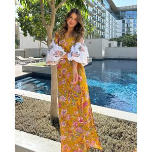 เดรสแม็กซี่สำหรับฤดูร้อน2025ชุดเดรสผ้าลินินหรูหราออกแบบโดยดีไซเนอร์เสื้อผ้าลำลองชายหาดสไตล์โบฮีเมียนแบบกำหนดเอง - Product Image 4