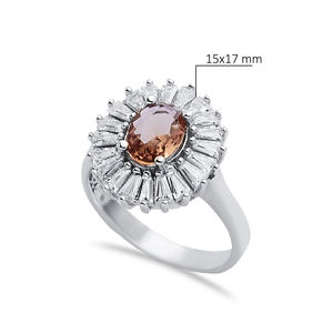 Oval Baguette Cluster Silver Sultanite Cluster Zircon 925 Anillo de plata esterlina Venta al por mayor Joyería turca - Product Image 2