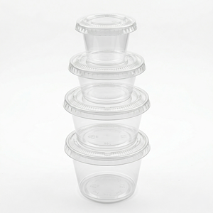 Coppette Monoporzione in Plastica PP da 3,25 oz (Senza Coperchi) Trasparenti, Piccole Mini Coppette per Condimenti, Salse, Soufflé, Gelatine, per Preparazione Pasti - Product Image 2