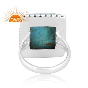 Vente chaude en argent sterling oxydé naturel Kingman Turquoise Gemstone Déclaration Bague Fabricant de bijoux personnalisés - Product Image 4