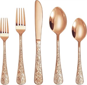 Juego de cubiertos dorados de acero inoxidable, 4 Uds., juego de cubiertos dorados negros para restaurante, tenedores coloridos para la cena - Product Image 4