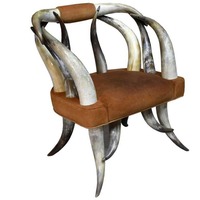 Chaise en corne de bœuf antique authentique, confortable et résistante, corne de vache polie naturelle pour chambre à coucher ou hôtel