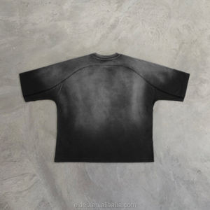 Camiseta de Algodón Grueso con Cuello Redondo, Estilo Vintage, Desgastada, Decolorada al Sol, Lavada al Ácido, para Hombre - Product Image 2