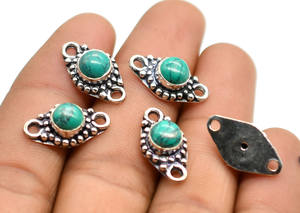 Conector de doble bucle de piedras preciosas turquesas chapadas en plata antigua 20X11mm NC41 Fabricación de joyas Lote de hallazgos de abalorios - Product Image 4