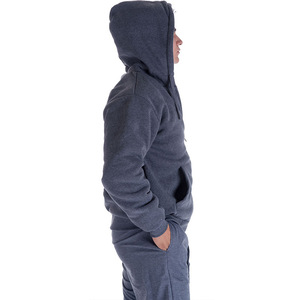 Pull à capuche d'hiver en molleton de polyester doublé Sherpa de couleur unie pour hommes, épais, respirant, écologique, avec fermeture à glissière, vente en gros - Product Image 3