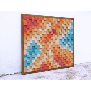 Modern Wood Mosaic <b>Wall</b> Art for Stylish <b>Wall</b> Decor Featuring <b>Wooden</b> <b>Wall</b> <b>Signs</b> - Product Image 2