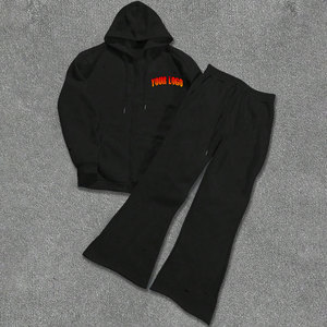 Nouveautés Ensemble de survêtement sportif vintage à capuche imprimé pour homme, de haute qualité, 100% coton - Product Image 1