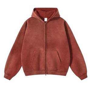 Factory Made Cheap Price Low MOQ <b>Purple</b> Acid Wash Zipper Hoodie Street Wear Cotton Fleece Thermal Custom Design <b>Hoodies</b> - Product Image 2
