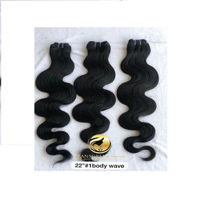 Exportación al por mayor 100% Indian Temple Virgin 22 ''Color #1 Body Wave Bundles Extensión Donante único Cutícula alineada Proveedor indio - Product Image 1