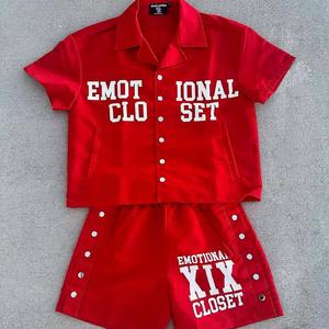 Ensemble de vêtements de rue d'été en 2 pièces respirant, chemise à manches courtes boutonnée personnalisée pour homme et short de survêtement pour homme - Product Image 6