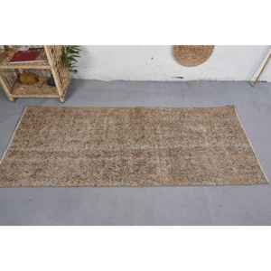 Alfombra de lana de retazos marrón y beige Vintage de área grande, patrón de pasillo rectangular para sala de estar, con respaldo de látex, en la parte de arriba de la cara, para el hogar, para el hogar - Product Image 3