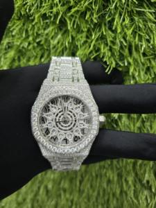 Montre de luxe pour homme en édition limitée de haute qualité, sertie de diamants de type hip-hop, squelette, moissanite, ornée de diamants de taille ronde, clarté VVS - Product Image 5