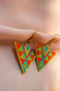 Pendientes Modernos de Cuentas de Vidrio con Diseño Turquesa y Flecos en Cascada, Joyería Única, Regalo de MS Handicraft - Product Image 2