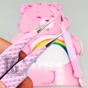 แหนบต่อขนตาทำจากสเตนเลสอย่างยั่งยืนสีชมพูหมีด้านล่างบรรจุภัณฑ์แบบกำหนดเอง - Product Image 4