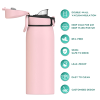 Thermos isolé enduit de poudre personnalisé de 550ml cercle portable en acier inoxydable à double paroi de couleur unique sans BPA