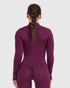 2024 femmes coupe ample Sport veste respirant fermeture éclair vêtements d'extérieur Yoga Fitness veste léger quatre voies Stretch couleur unie - Product Image 2