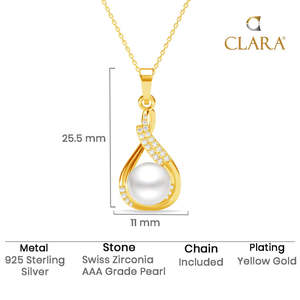 Collar con Colgante de Perla Auténtica Esin Plateado, con Diamantes, Diseño de Gota de Agua, Luna Geométrica y Número, Bañado en Rodio y Oro, para Bodas y Budismo - Product Image 5