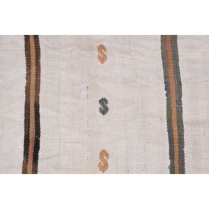 Alfombra Turca Vintage, Alfombra Kilim de 1.6x4 pies, Alfombra Pequeña a Rayas Beige - Product Image 5