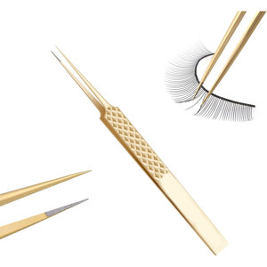 Pince à cils à pointe de fibre de logo imprimé 45 75 pince à épiler à 90 degrés pince à épiler d'extension de cils de marque privée personnalisée - Product Image 1