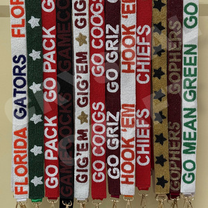 Go Cards star Sangle de sac à main perlée personnalisée Sangle de sac à perles de rocaille en or blanc Accessoires à la mode pour sacs - Product Image 6