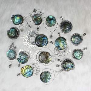 Vente en gros de pendentifs en labradorite de créateur Collier de pierres précieuses en ammonite avec placage en argent sterling pour l'utilisation de bijoux et de breloques - Product Image 2