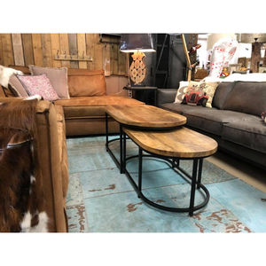 Mesas de centro con borde en forma de barco con mesa de centro inteligente de madera maciza, muebles de sala de estar, mesas de exterior con diseño moderno de Metal W - Product Image 2