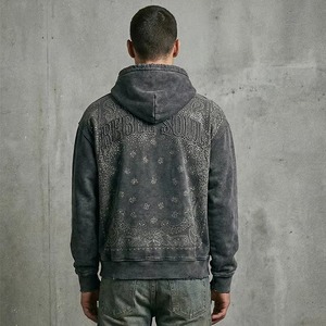 Sudadera con Capucha de Alta Calidad 100% Algodón para Hombre, Corte Holgado, Estampado Otoñal, Mangas Largas, Bordado con Pedrería, Última Moda, Logotipo Personalizado - Product Image 6