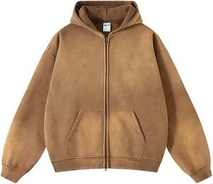 Nuevas sudaderas con capucha unisex de felpa francesa con cremallera, personalizadas con logo, de 400 g/m², lavadas al ácido, para venta al por mayor 2026 - Product Image 5