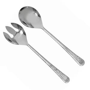 Cuillères à salade en acier inoxydable poli or, avec manche marbré à pois colorés, écologiques et compatibles lave-vaisselle, outils à salade inclus - Product Image 2