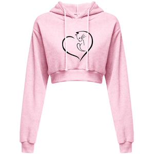 เสื้อครอปมีฮู้ด3D สั้นของผู้หญิงเสื้อสเวตเตอร์สั้นแบบสวมหัวผ้าฝ้ายธรรมดาแขนยาวเสื้อครอปมีฮู้ดลำลองเซ็กซี่เสื้อครอป - Product Image 2