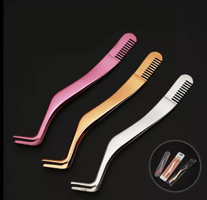 Pinzas de punta de fibra de envío directo, ventilador de volumen, herramientas de pestañas, pinzas de pestañas personalizadas, pinzas de aislamiento de punta de fibra para pestañas - Product Image 1