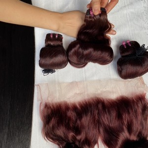 GUGU HAIR 100% Cheveux Humains Vierges Vietnamiens Lisses en Lots, Grade Remy, Double Trame Faite à la Machine pour Femmes Noires, Toutes Couleurs Disponibles - Product Image 1