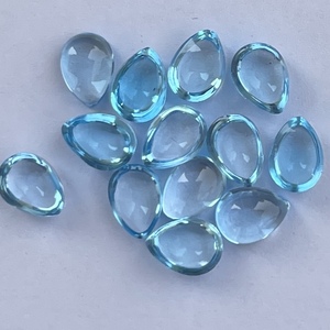 Topacio Azul Suizo Natural de 6mm, 8mm, 10mm, Cabujón Suave en Forma de Pera, Piedras Preciosas Semipreciosas para Joyería, Venta al por Mayor, Calidad AAA - Product Image 3
