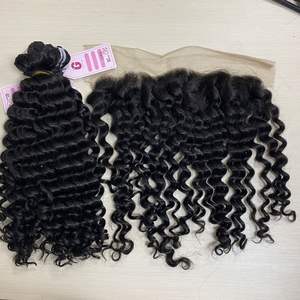 Extensions de cheveux Remy vietnamiens noirs ondulés profonds perruque frontale de trame de cheveux vierges de haute qualité faisant le numéro de modèle de cheveux humains - Product Image 5