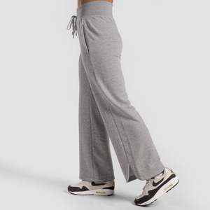 Pantalones Casuales de Pierna Ancha, Cintura Alta, Transpirables y Flexibles en Gris Melange - Product Image 3